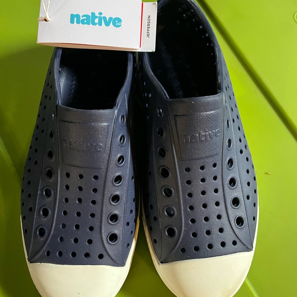 Native Jefferson Slip-On in Navy and White Toe Cap